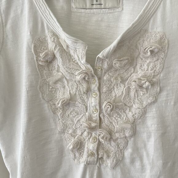 Abercrombie & Fitch Womens Y2K Henley Size M Rosette Moose Logo Twilight 2000s - Picture 4 of 9